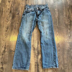 GUC American Eagle Men's Blue Denim Jeans Regular Boot Bootcut, Size: 28 / 30